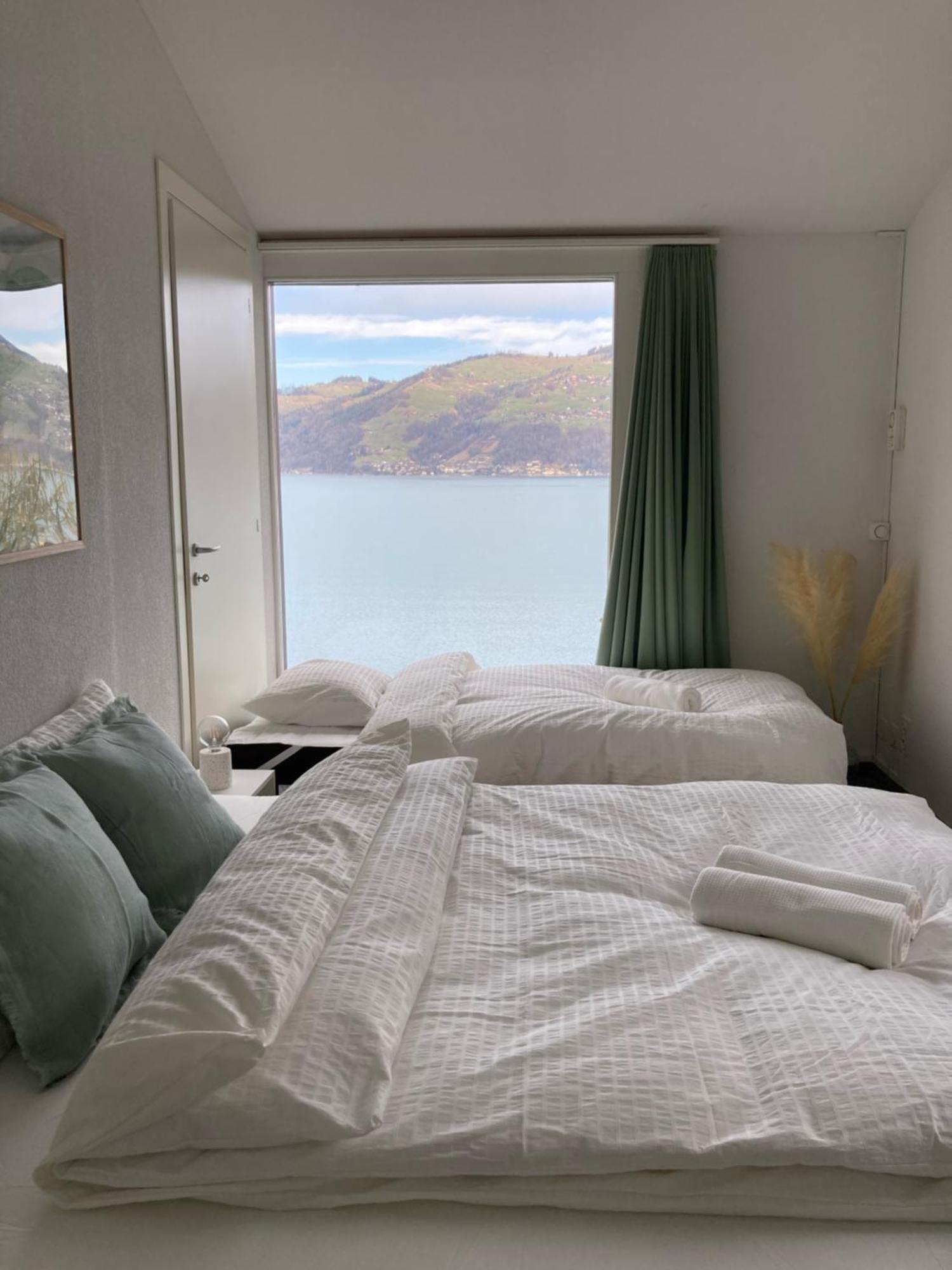 Wohnung Mit Grossartiger Seesicht Und Balkon Spiez Exterior photo